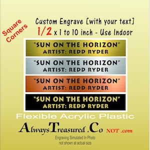 acrylic plastic 1/2 x 1 to 10 inches / Personalized Engraved Plate - Flexible INDOOR grade sign label  pet id taken by  #TrophyPlt Square