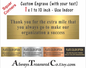 1 x 1 to 10 inches / Personalized Engraved Plate - Flexible INDOOR grade sign label trophy plate #Trophy Square