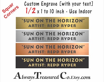 acrylic plastic 1/2 x 1 to 10 inches / Personalized Engraved Plate - Flexible INDOOR grade sign label  pet id taken by  #TrophyPlt Square