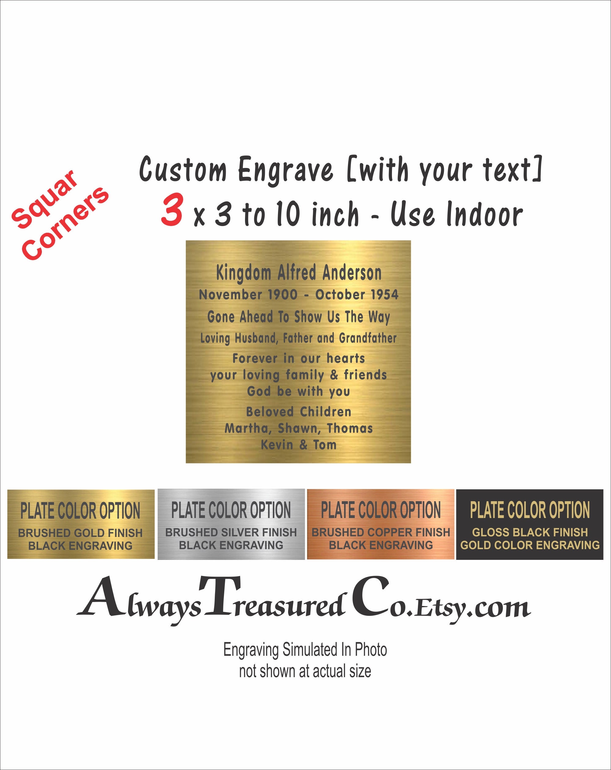 1x3 Custom Engraved Sublimation Gold Color Plate Plaque Name Tag Trophy Flag