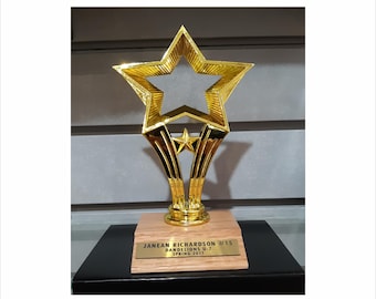 Shooting Star Award, shinning outstanding, employee of the month, first place  .75x3 gldTroPlt