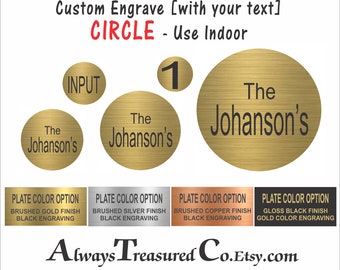 Round Disk "Circle" / Personalized Engraved Plate - Flexible INDOOR grade sign label trophy plate #Trophy