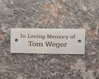 stainless 1 x 3 -to- 6 inch Stainless Steel OUTDOOR grade, Personalized Engraved Plate for bench, planter, deck, tree - Fiber laser etched