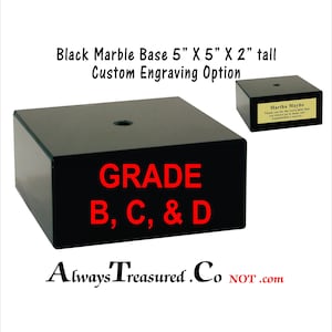 B 5 x 5 x 2 inch Black marble, Project Base Stand with mounting hole, Trophy, Statue, Doll, Engraved Plate Option AM B10  grades B/C/D