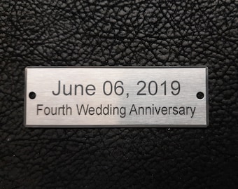 stainless 1 x 3 -to- 6 inch Stainless Steel OUTDOOR grade, Personalized Engraved Plate for bench, planter, deck, tree 2Holes w/ss screws