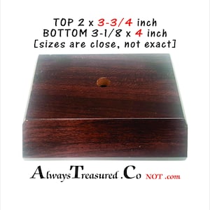 TOP AREA 2 X 3-3/4 inch Cherry Finish, Center hole, Slant Front Trophy Display Base engraved troplt option, attached - BAS34 4"