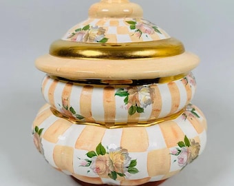 RARE Vintage MacKenzie-Childs Orange Marmalade Large Lidded Pot / Globeular Canister | Victoria & Richard Era