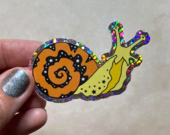 LOW STOCK Celestial Snail Glitter Vinyl Sticker