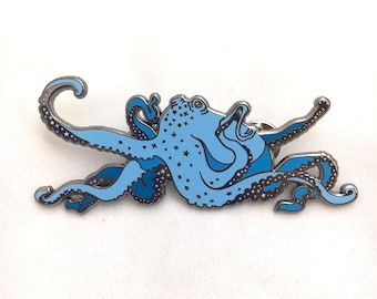 Purple Glitter Octopus, Cosmic Alien Space Octopus, Soft Enamel Pin