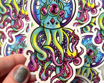 Alien Octopus from Space Vinyl Sticker