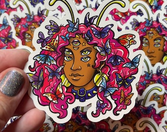 Butterfly Lady Vinyl Sticker