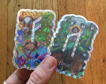 Glitter Hologram Rune Stickers - Fehu, Uruz