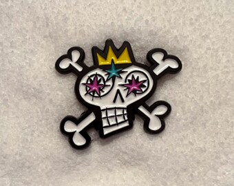 King Skull Enamel Pin, Funny Punk Rock Badge