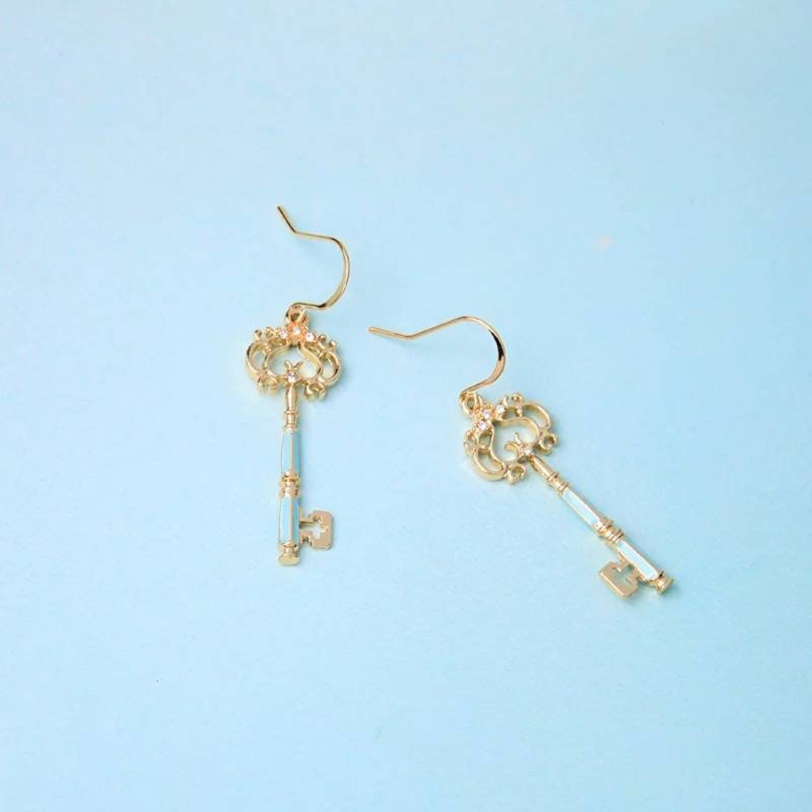 Large Vintage Key Earrings Boho Chic Earrings Feminine Etsy