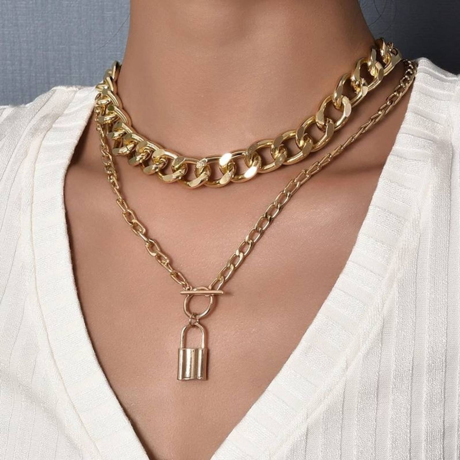 Verschluss Gold zweilagig Halskette Goldkette Halskette Etsy