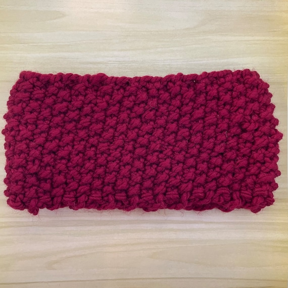 Handmade Seed Stitch Wool Headband: Knitted Ear Warmer Cowl 