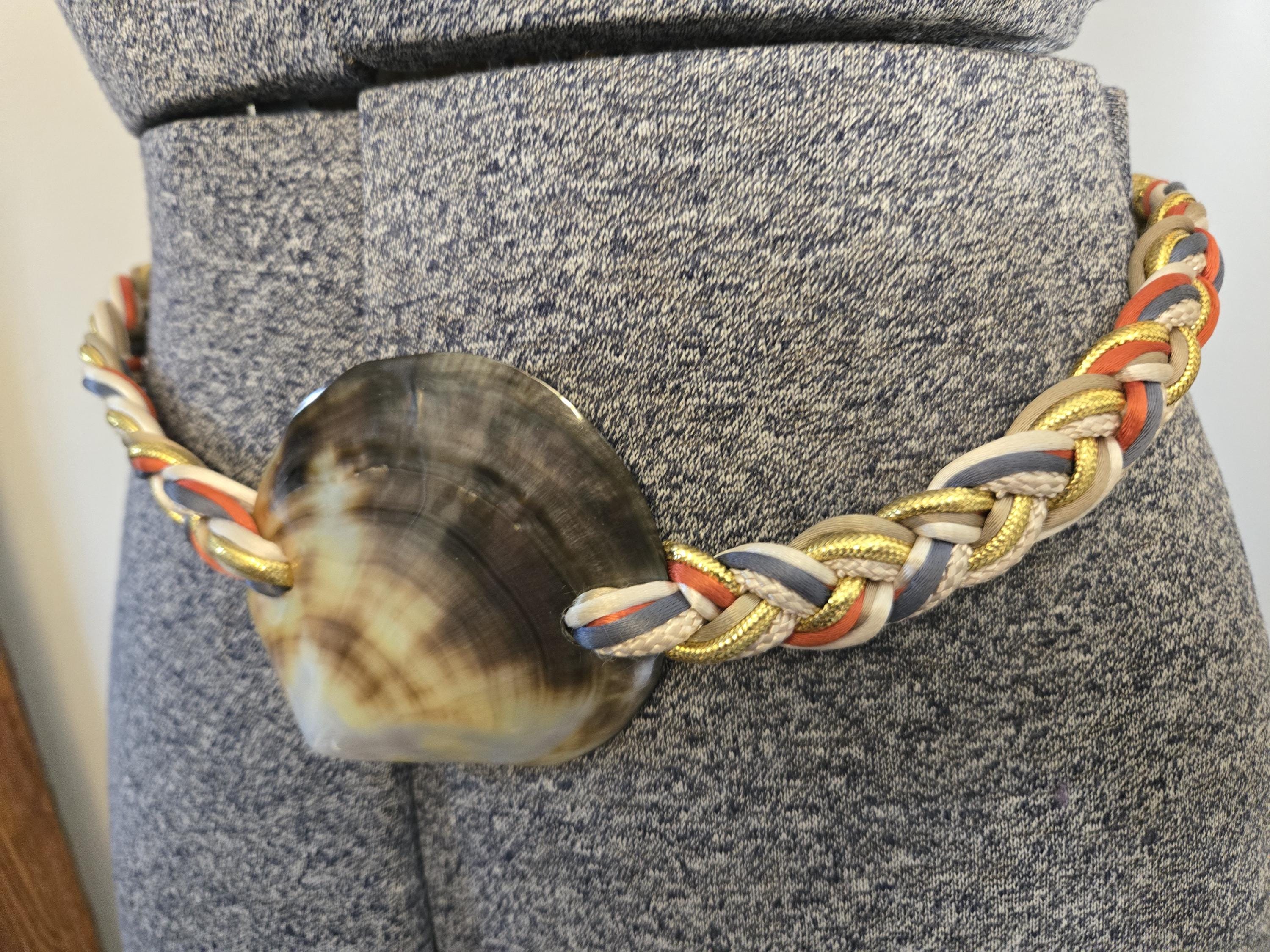 Nautical Braided Rope‎ Belt Cream Gold Shell Mother of Pearl Coastal Mermaid il_fullxfull.7440728329_k8rf.jpg main image 4