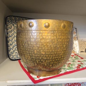 Vintage Large Hammered Copper Planter Pot Honk Kong
