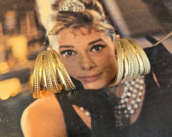 Vintage Gold Tone Half Hoop Earrings