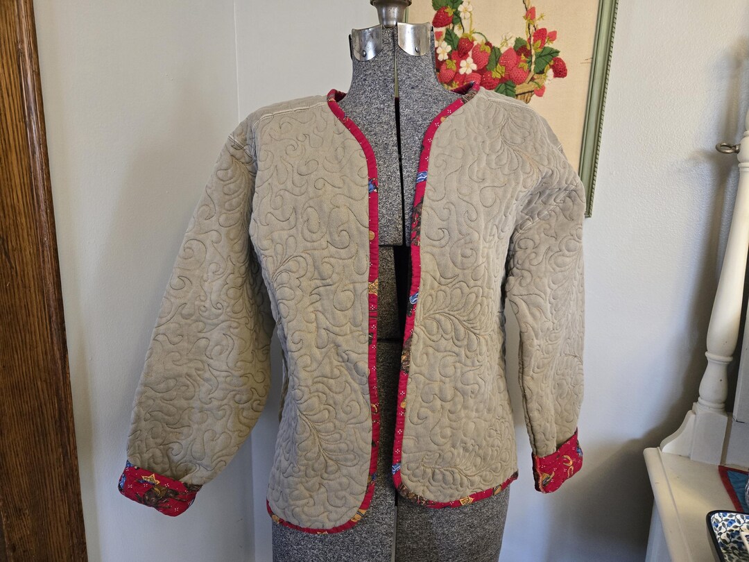 Handmade Quilted Rodeo Cowboy Red and Tan Embroidered Jacket - Etsy