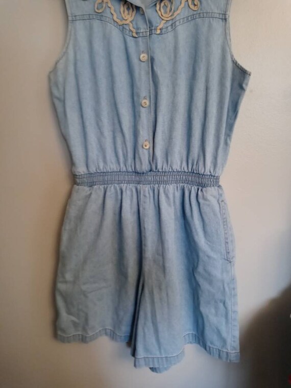 Y2k Denim Romper with Rope Design Gem
