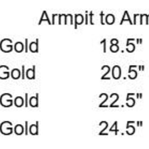 Puede incluir: Tabla de medidas de tallas de ropa, incluyendo Medium, Large, X-Large y 2X-Large. La marca es M & O Gold. Las medidas de axila a axila var&iacute;an de 47 cm a 62 cm, y de arriba a abajo de 71 cm a 77 cm.