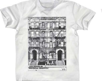 Led Zeppelin Physical Graffiti M, L, XL, 2XL White T-Shirt