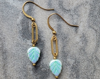 Brass Earrings, Modern Earrings, Statement Earrings, Leaf Earrings, Brass Dangle Earrings, Dangle Earrings, Earrings Dangle, Gift For Her