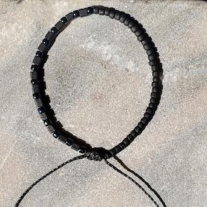 Pulsera de cuentas negras, pulsera ajustable, pulsera de cuentas, pulsera de cuentas ajustable, pulsera de la amistad, pulsera hecha a mano