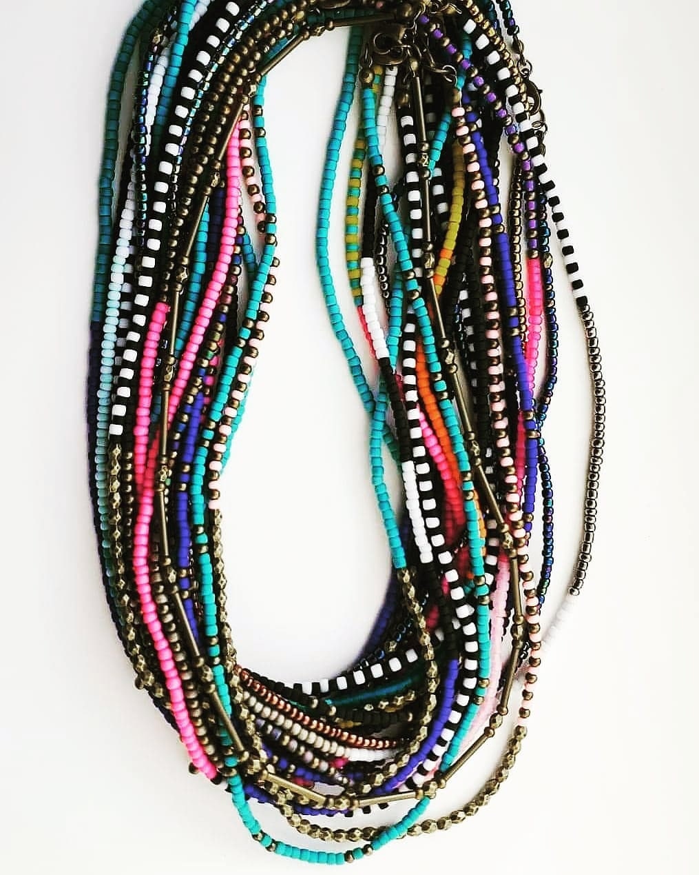 Bead Necklace, Seed Bead Necklace, Beaded Necklace, Yellow Seed Bead