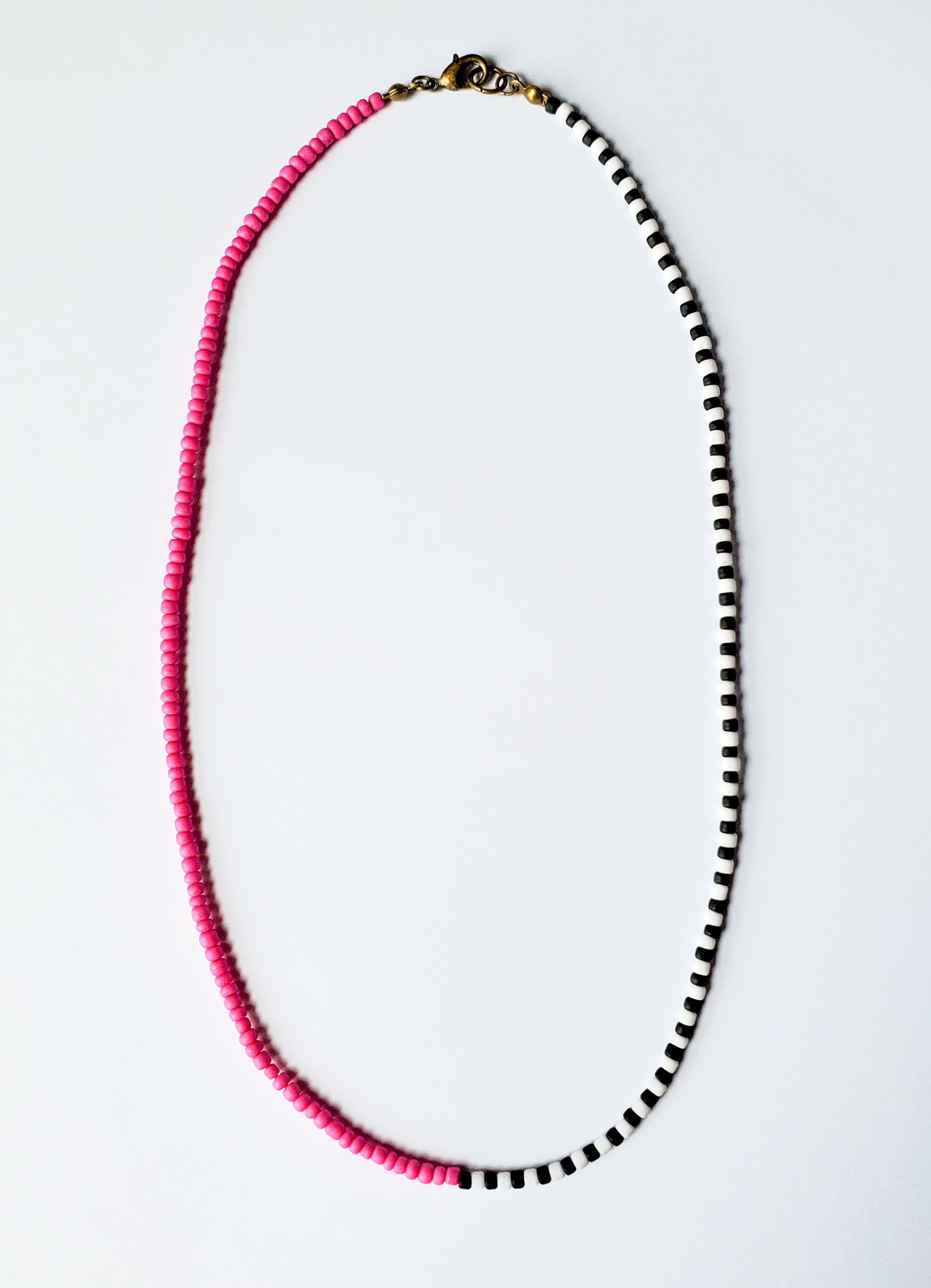 Bead Necklace, Seed Bead Necklace, Beaded Necklace, Pink Seed Bead