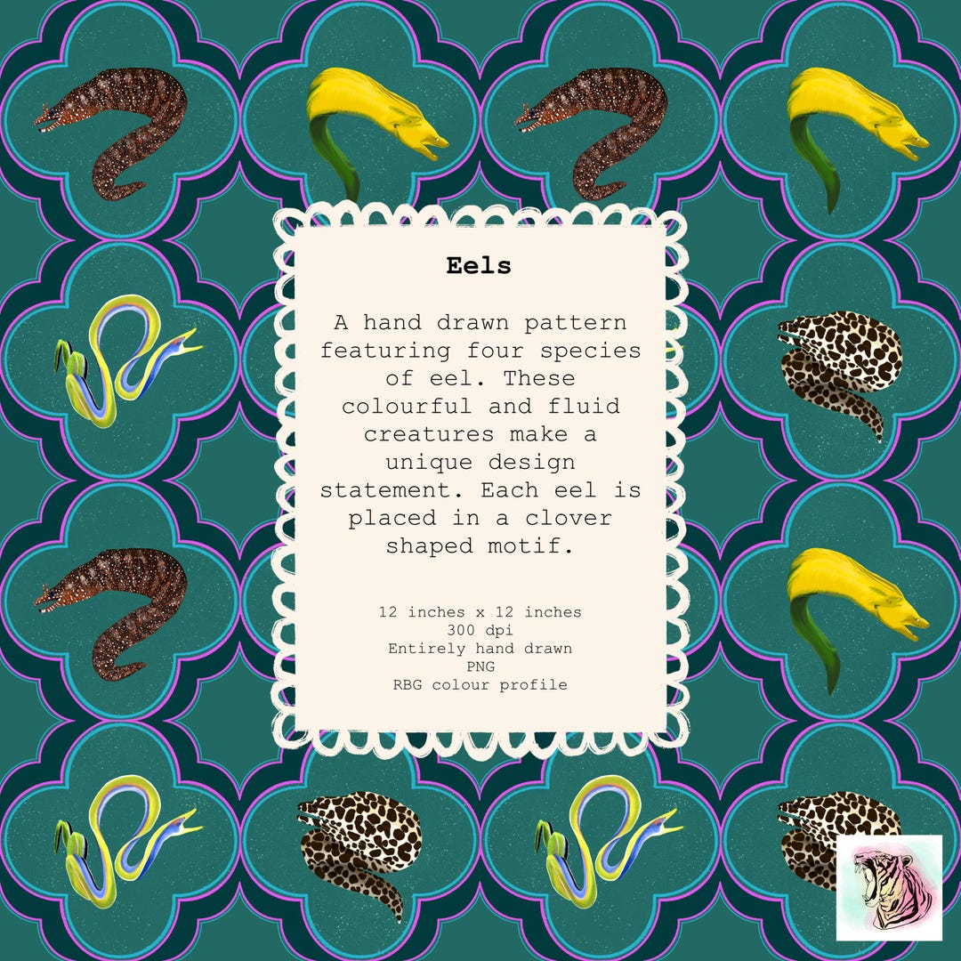 Eels Hand Drawn Seamless Digital Pattern - Etsy