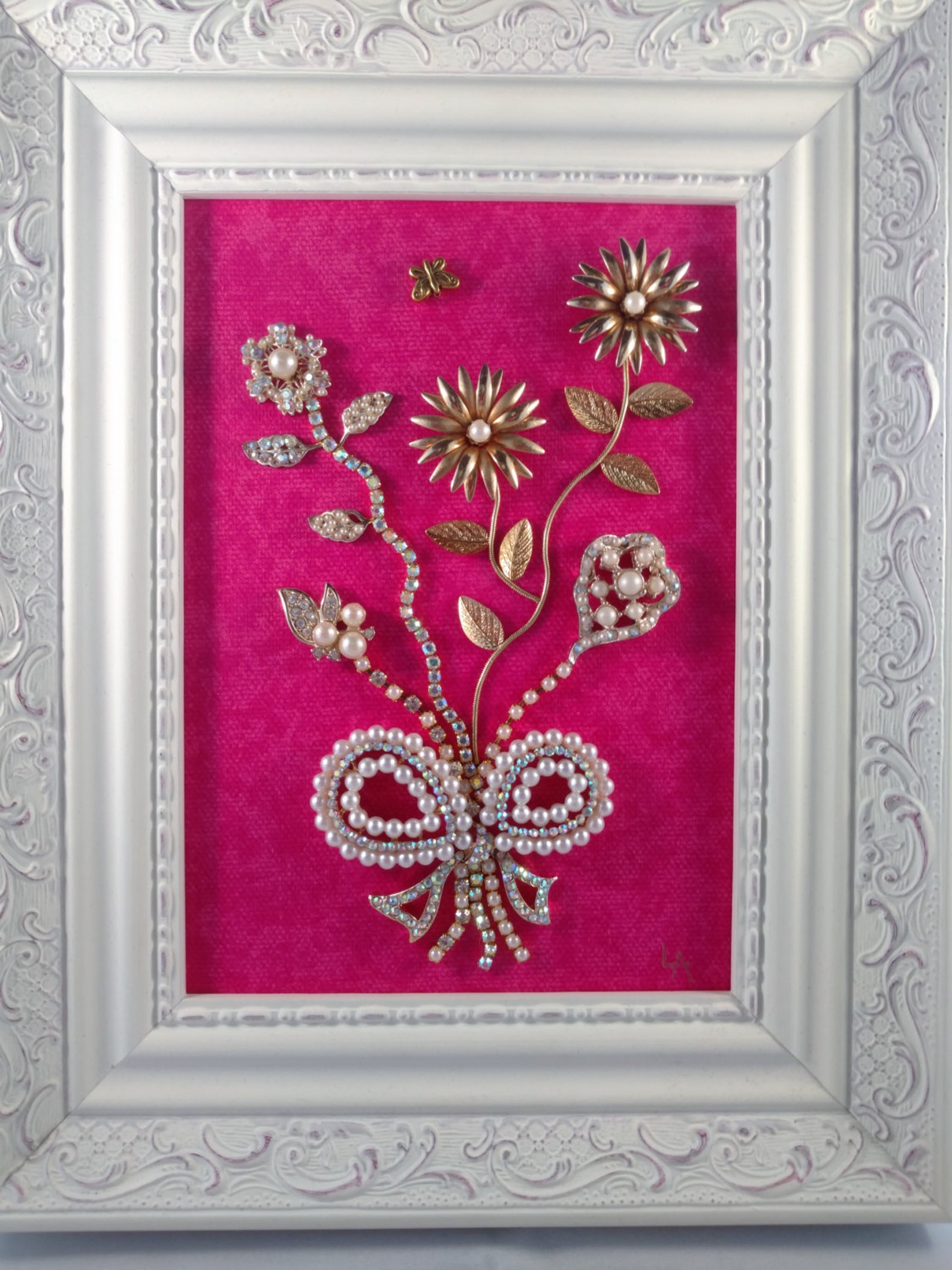 Vintage Framed Jewelry Art Home Decor Family Heirloom Art Etsy