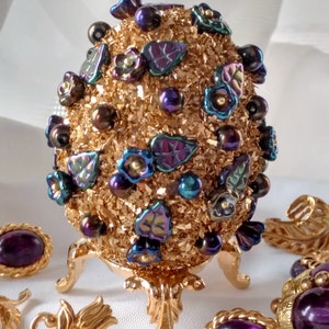 Jeweled Egg, Easter Egg, Paschal Egg, Jewelry Art, Home Decor, Art Collectible, OOAK Gifts, Family Heirloom Art, Home Accessories,