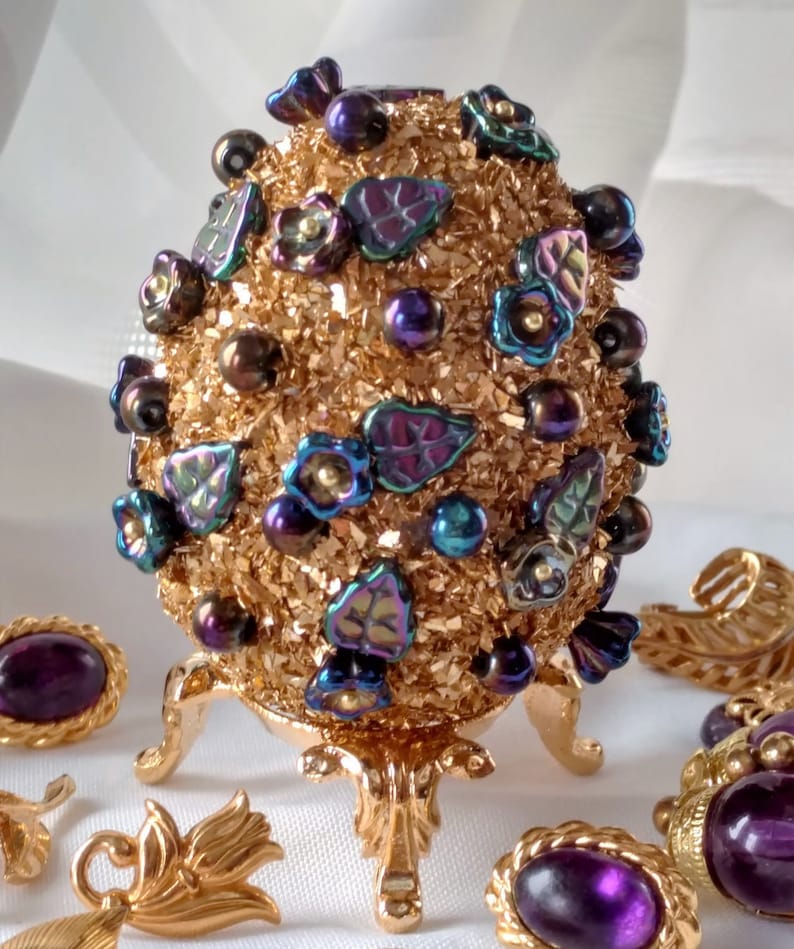 Jeweled Egg, Easter Egg, Paschal Egg, Jewelry Art, Home Decor, Art