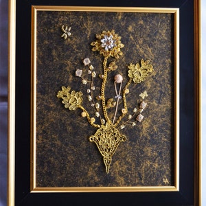 Vintage Framed Jewelry Art, Home Decor, Family Heirloom Art, OOAK Unique, Home Accessories, Art Collectibles, Gifts, Art Made With Jewelry