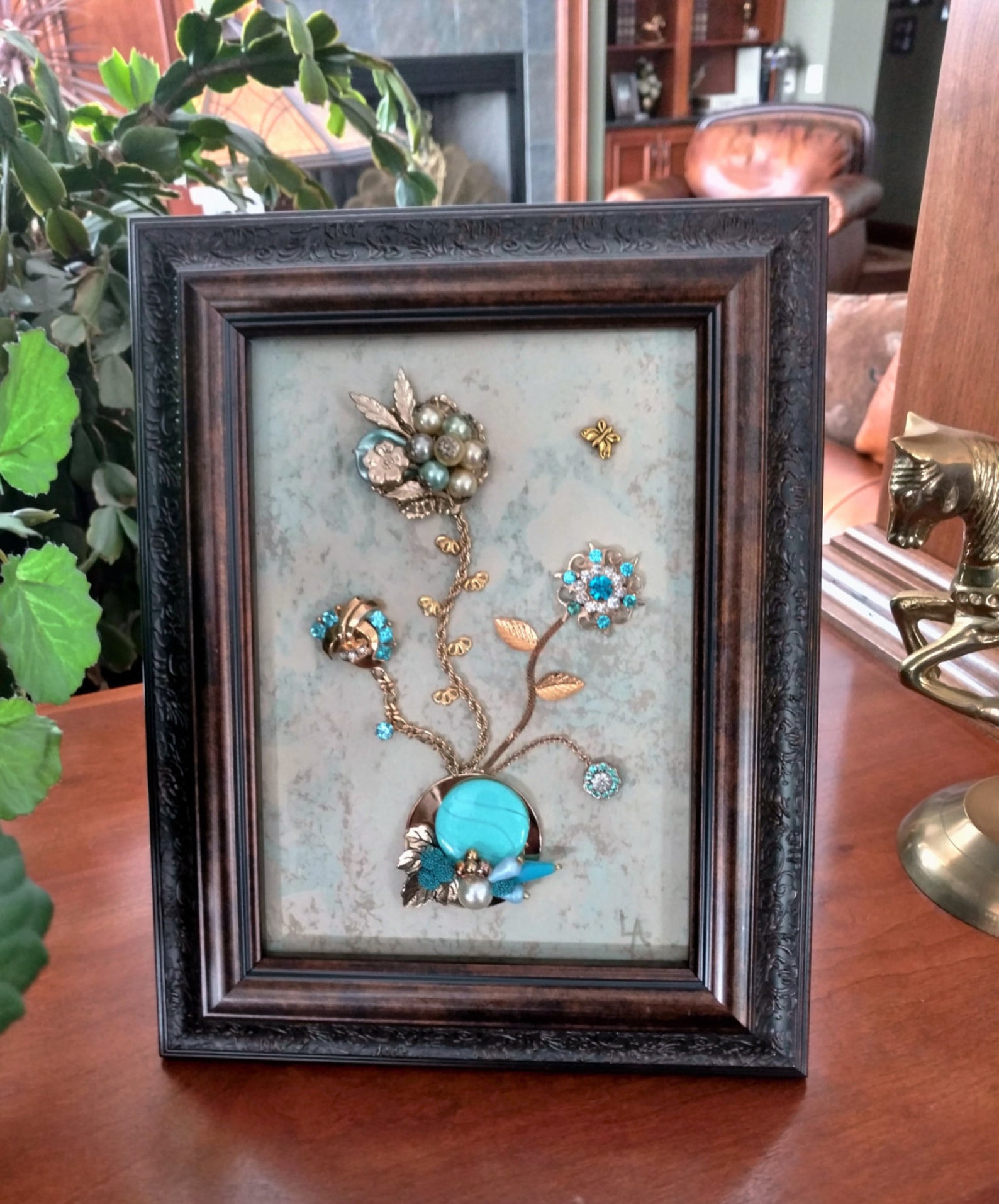 Vintage Framed Jewelry Art Home Decor Family Heirloom Art Etsy