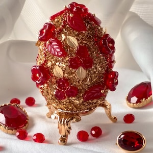 Huevo enjoyado, huevo de Pascua, huevo pascual, arte de joyería, decoración del hogar, arte coleccionable, regalos OOAK, arte de reliquia familiar, accesorios para el hogar