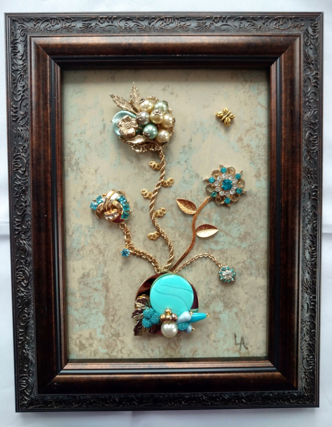 Vintage Framed Jewelry Art Home Decor Family Heirloom Art Etsy