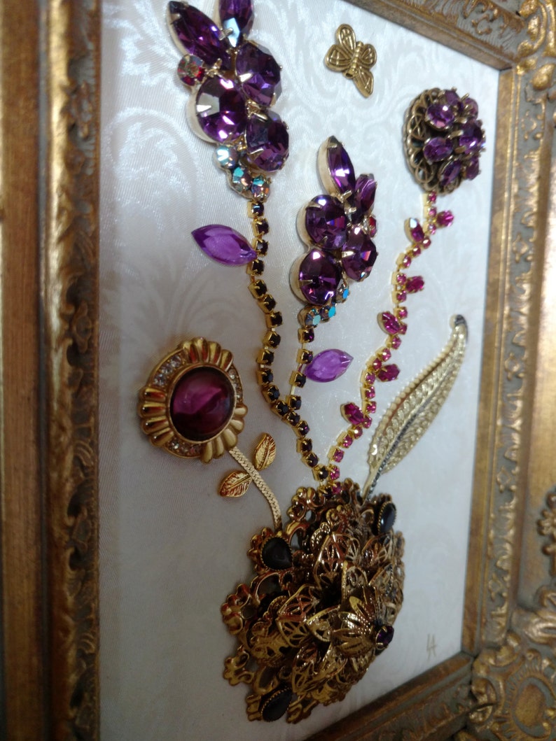 Vintage Framed Jewelry Art, Home Decor, Family Heirloom Art, OOAK