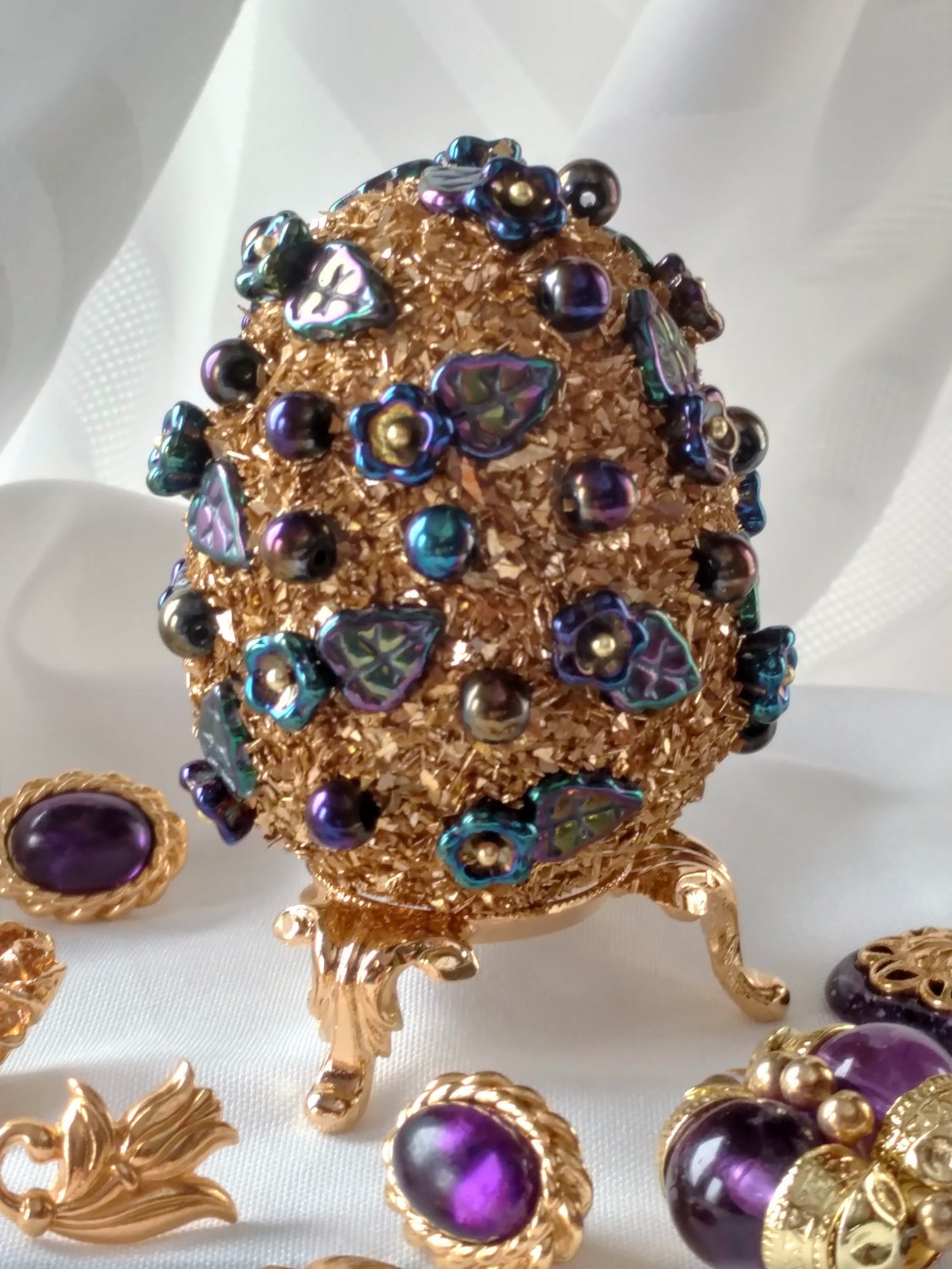 Jeweled Egg, Easter Egg, Paschal Egg, Jewelry Art, Home Decor, Art