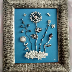 Vintage Framed Jewelry Art, Home Decor, Family Heirloom Art, OOAK Unique, Home Accessories, Art Collectibles, Gifts, Art Made with Jewelry