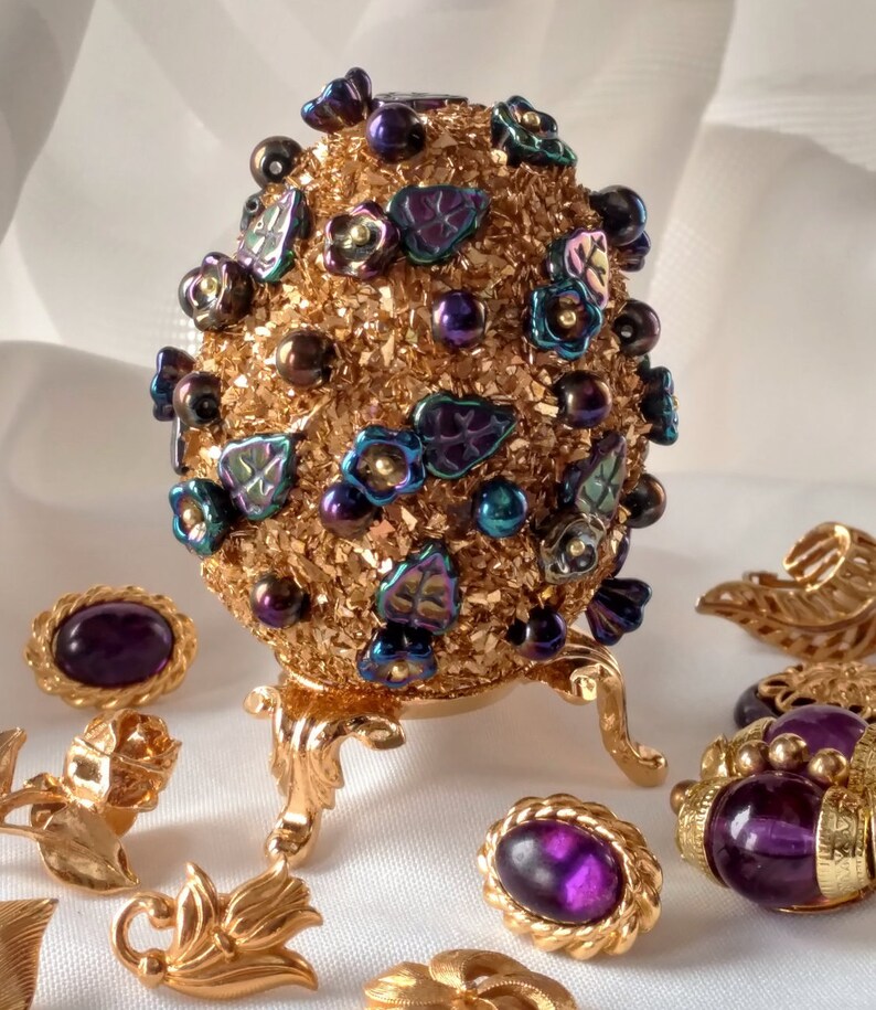 Jeweled Egg, Easter Egg, Paschal Egg, Jewelry Art, Home Decor, Art
