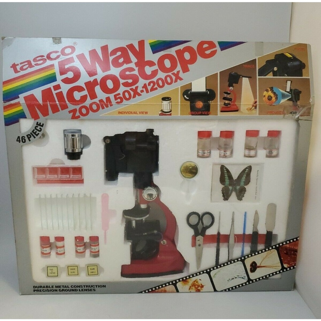 Tasco 1985 5way Microscope Kit 50X1200X Zoom New Open Box Etsy
