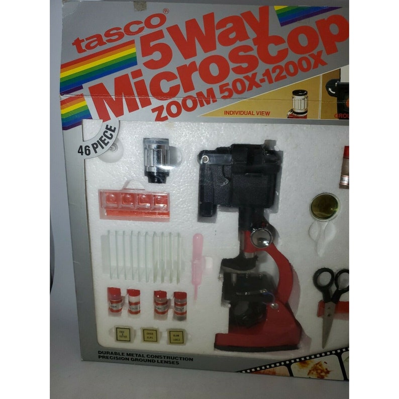Tasco 1985 5way Microscope Kit 50X1200X Zoom New Open Box Etsy