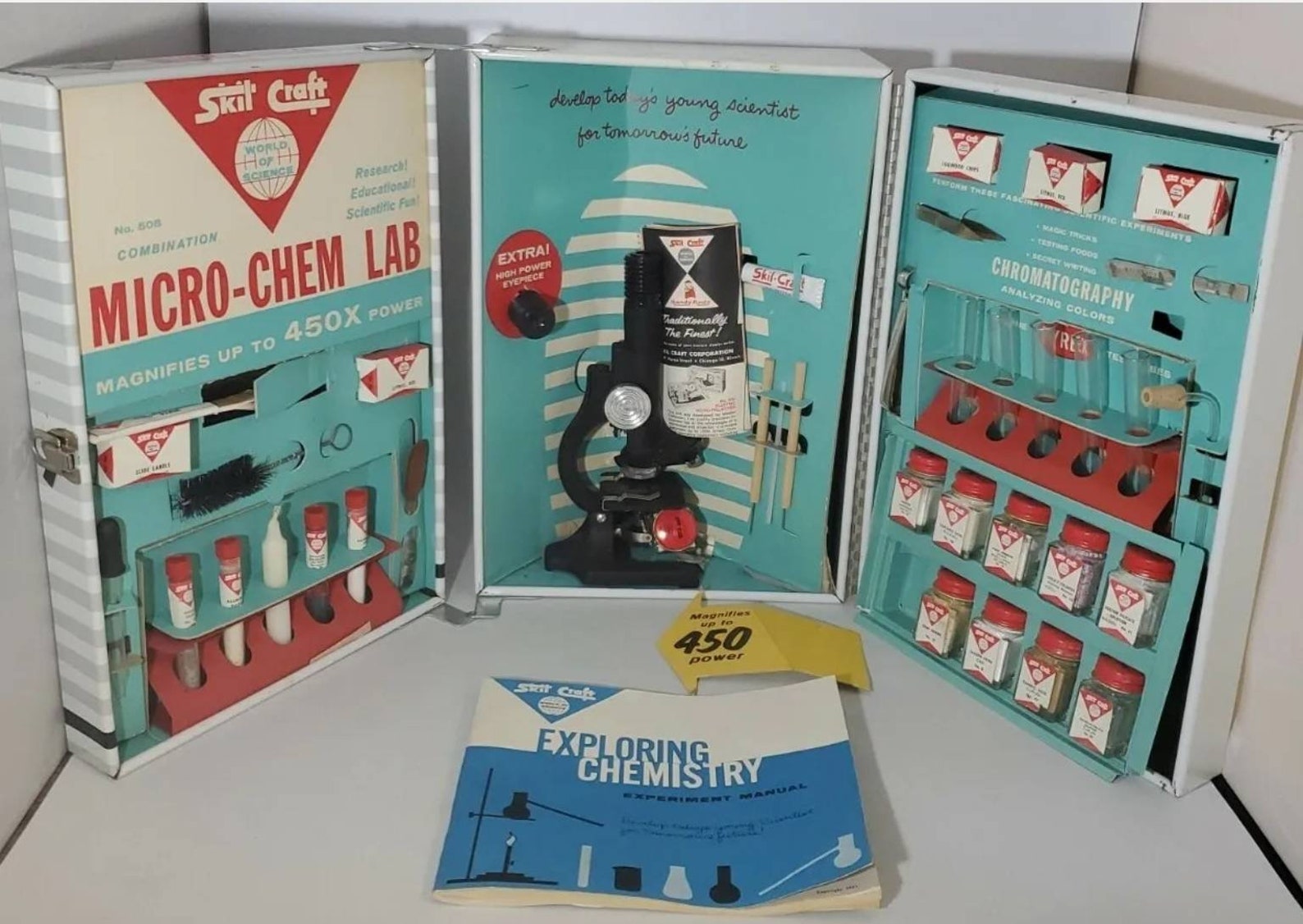 Vintage Skil Craft Micro Chem Lab In Metal Case With Manual TRI FOLD Vintage Skil Craft Micro Chem Lab In Metal Case With Manual TRI FOLD