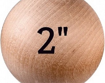 2 Inch Wood Balls Unfinished Solid Hardwood Stain Grade Balls / 5 Ball Lot
