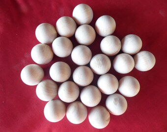 25 - 1 inch Wood Balls Solid hardwood balls / Made In USA