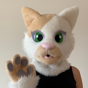 Premade cat fursuit head and hand paws, fursuit partial, cat furry head Oneandonlycostumes
