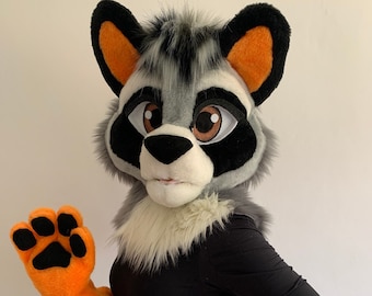 Raccoon fursuit partial, raccoon mask, raccoon fursuit head for sale, raccoon furry